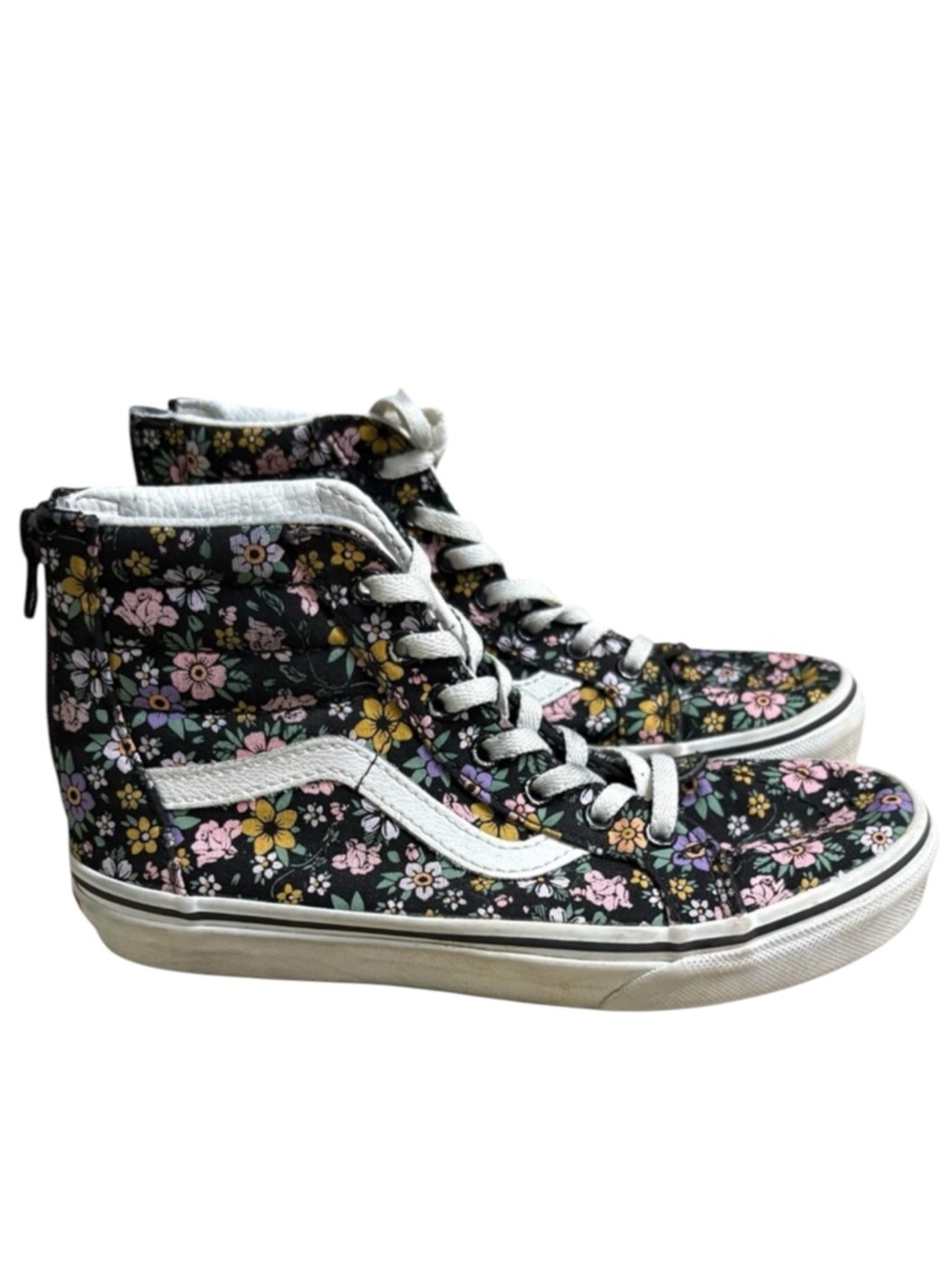 VANS Floral High-Top Sneakers Zip Back Size 3
